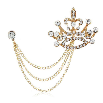 Fashion Crown Brooch - Elegant Gold/Silver Diamond Corsage for Every Occasion - Buy Center