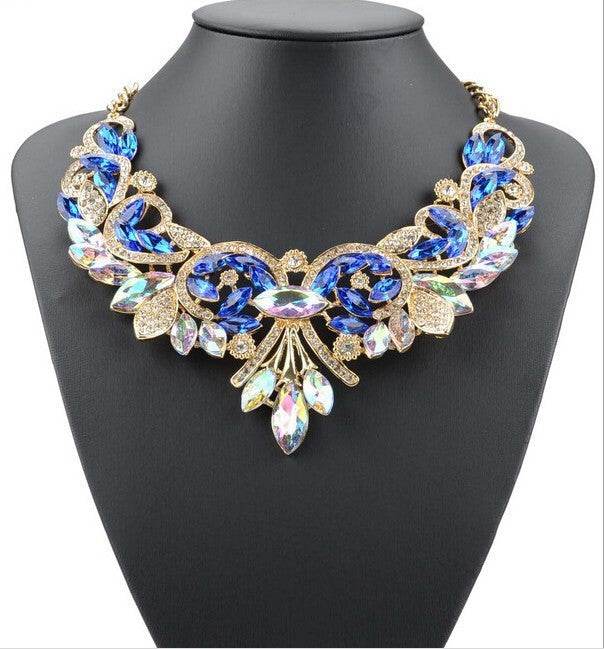 Elegant Diamond Alloy Flower Necklace - Korean Inspired for Women - Buy Center