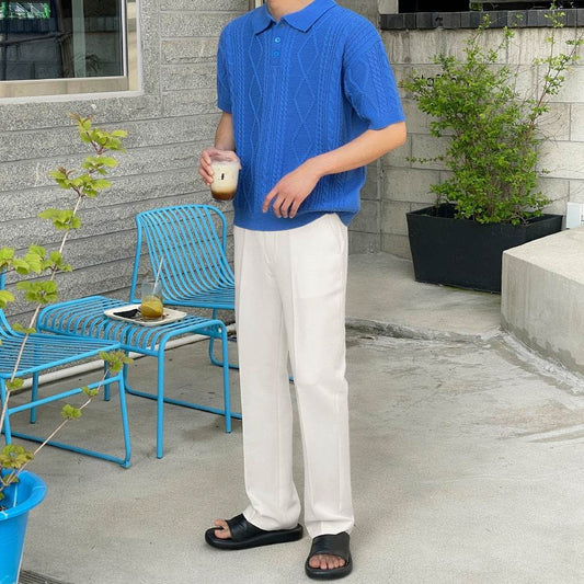 Buycenter Men's Loose Lapels T-shirt Sweater - Summer Short Sleeve Shirt - Buy Center