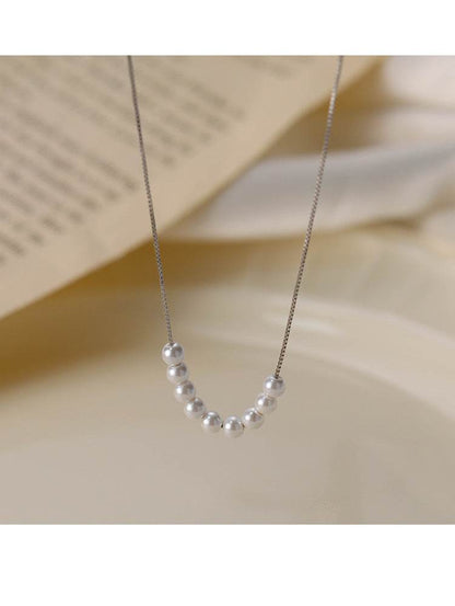 Buy Center 925 Silver Pearl Necklace for Women - Elegant Cold Style Clavicle Chain - Buy Center