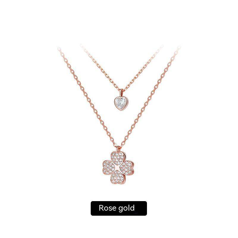 Buycenter Women's Sterling Silver Gold Clover Clavicle Chain Necklace - Buy Center