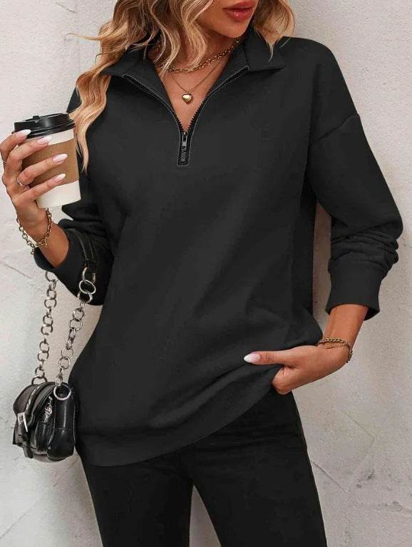 Buycenter Women's Fashion Pullover Sweatshirt - Long Sleeve Zipper Style - Buy Center