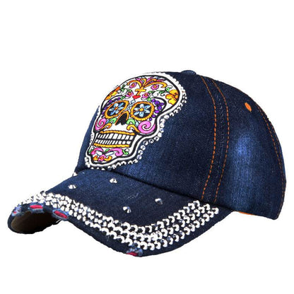 Korean Style Skull Embroidery Baseball Cap - Adjustable & Breathable for Summer - Buy Center