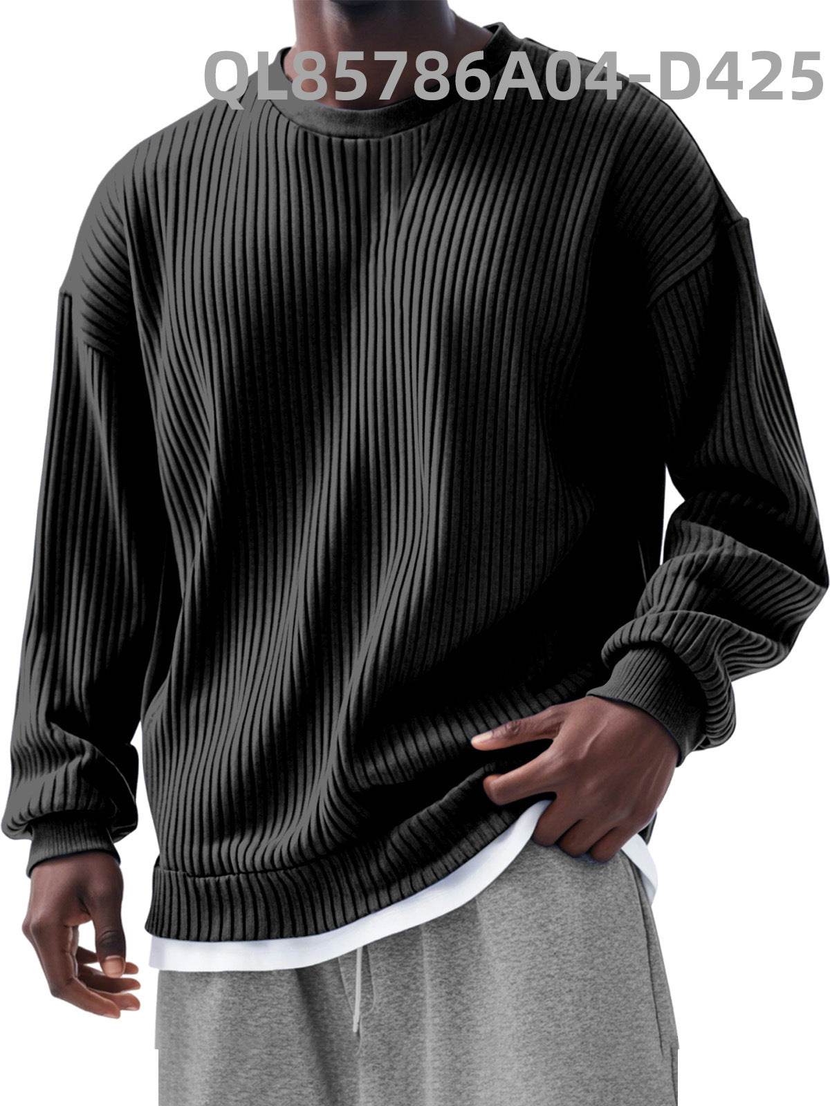 Buycenter Men's Trendy Long Sleeve Round Neck Top - Slim Fit Cardigan - Buy Center