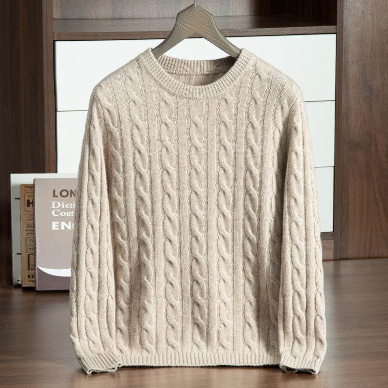Pure Cashmere Men's Round Neck Sweater - Trendy Pullover for Comfort - Buy Center