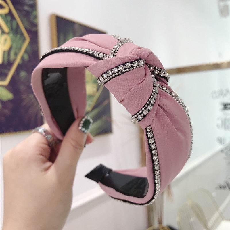 Diamond Studded Knotted Headband - Stylish Wide-Brimmed Hair Accessory - Buy Center