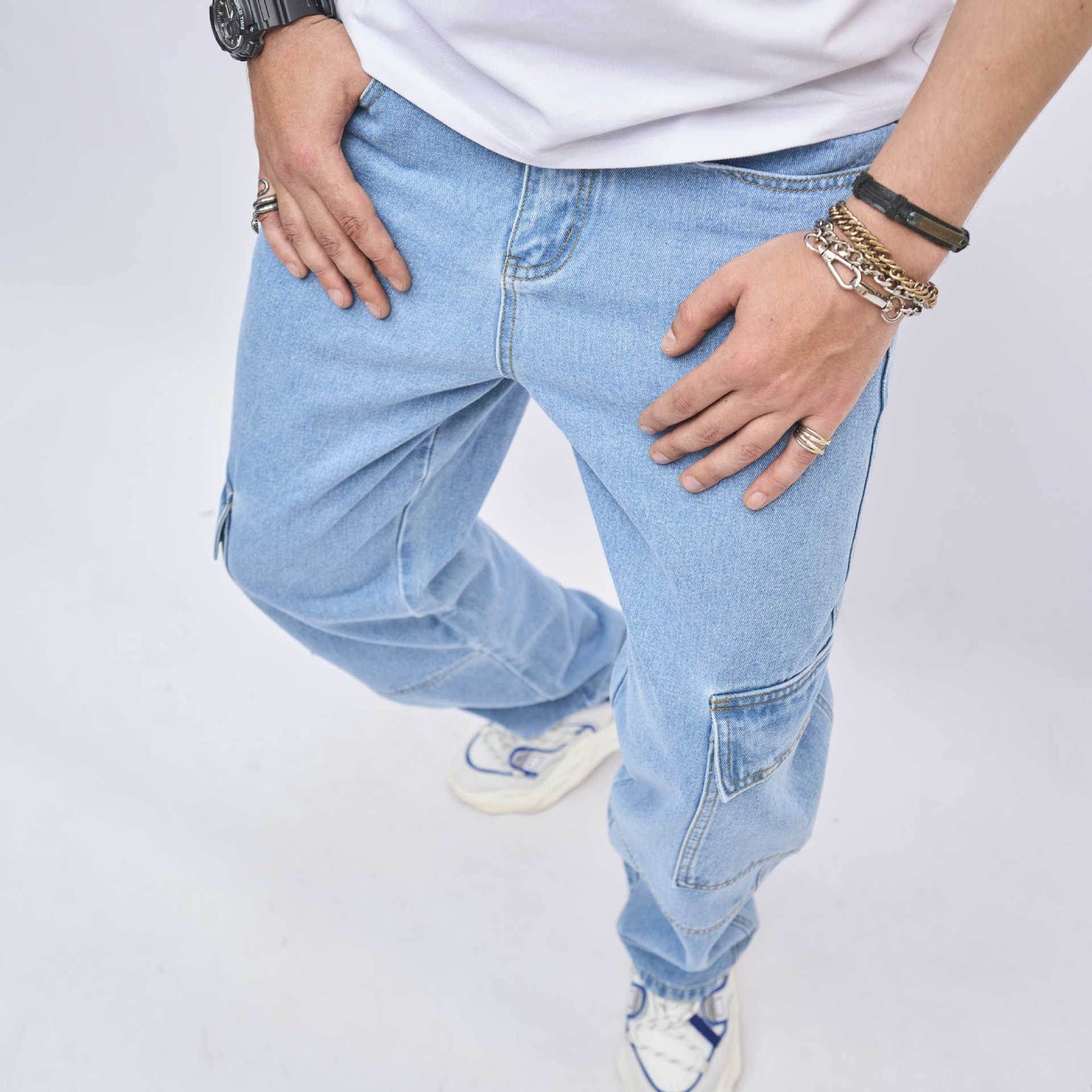 Men's Loose American Style Jeans - Mid Waist, Elastic Cotton Trousers - Buy Center