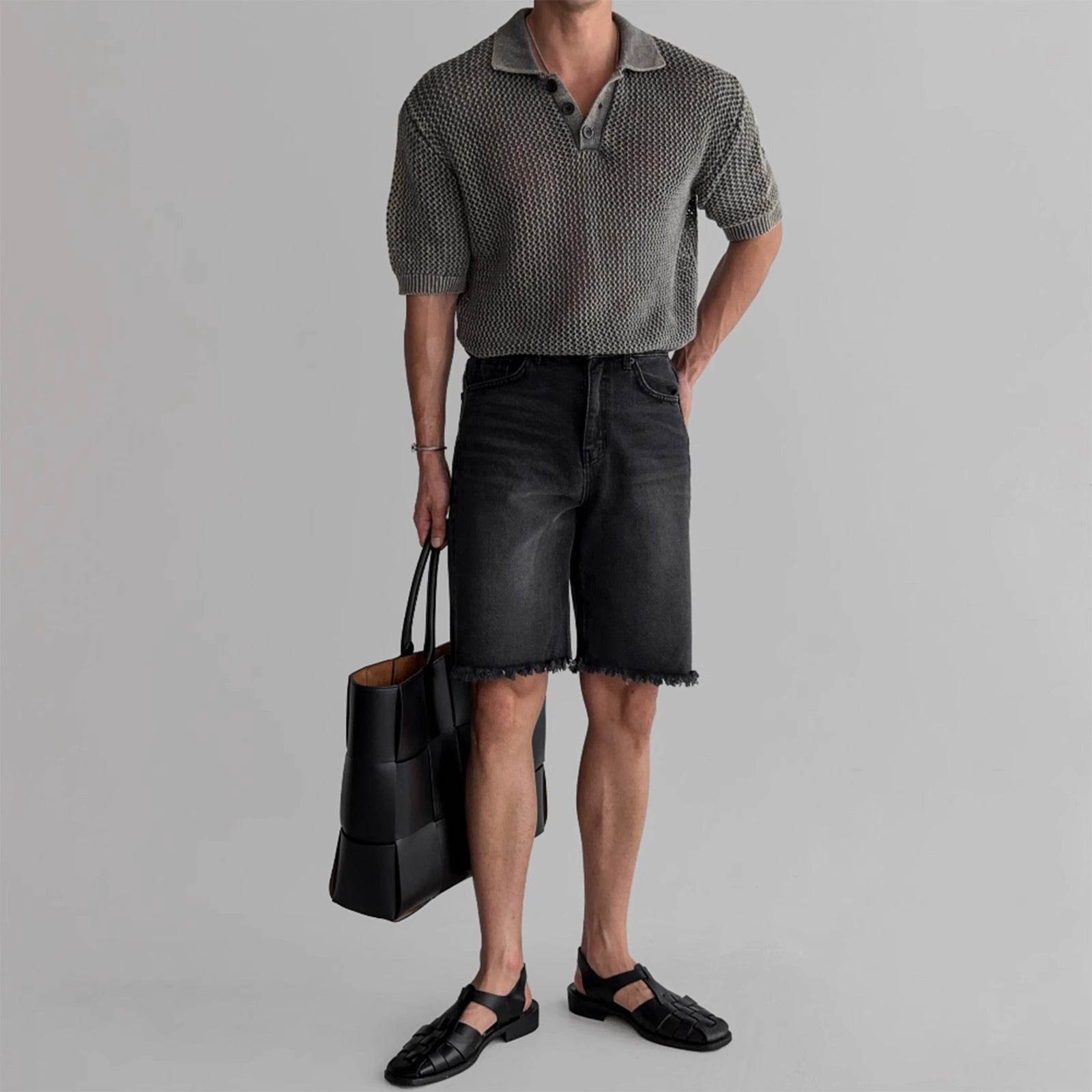 Honeycomb Hollow Short-Sleeved Polo Shirt - Summer Pullover for Men - Buy Center