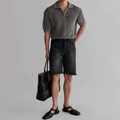 Honeycomb Hollow Short-Sleeved Polo Shirt - Summer Pullover for Men - Buy Center