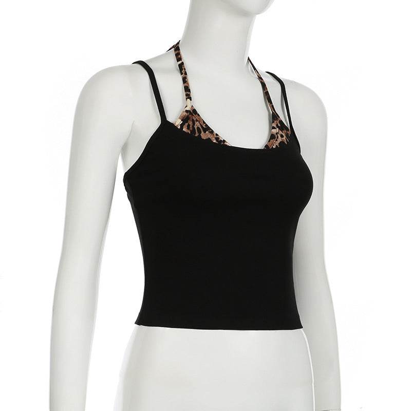 Buycenter Leopard Print Two-Piece Camisole - Slim Fit, Contrast Color - Buy Center