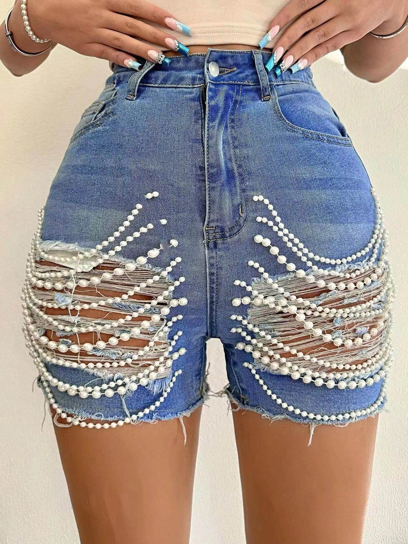 Buycenter High Waist Denim Shorts for Women - Ripped Street Style Fashion - Buy Center