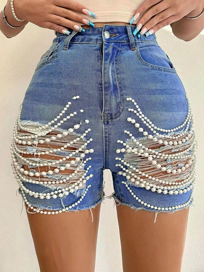 Buycenter High Waist Denim Shorts for Women - Ripped Street Style Fashion - Buy Center