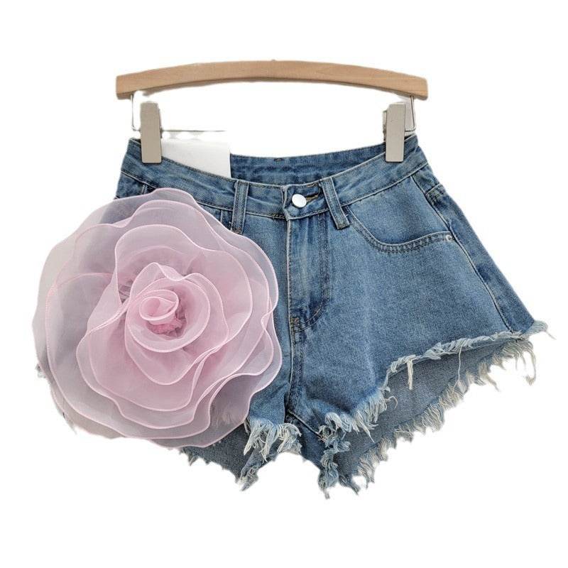 Women's Flower Denim Shorts - Trendy Low Waist Style for Summer 2025 - Buy Center