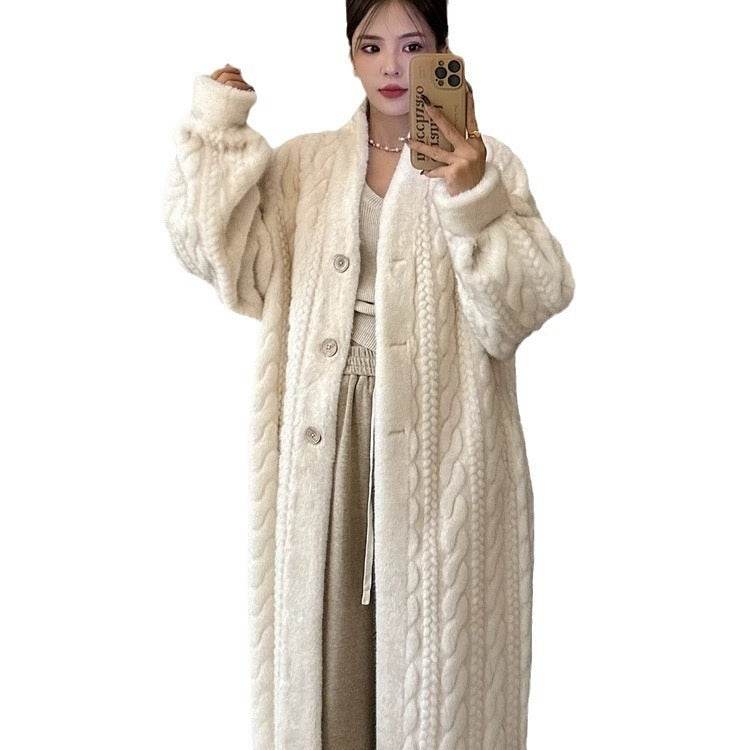 Buycenter Elegant Twist Mink Coat - Faux Fur for Women in Cream & Brown - Buy Center
