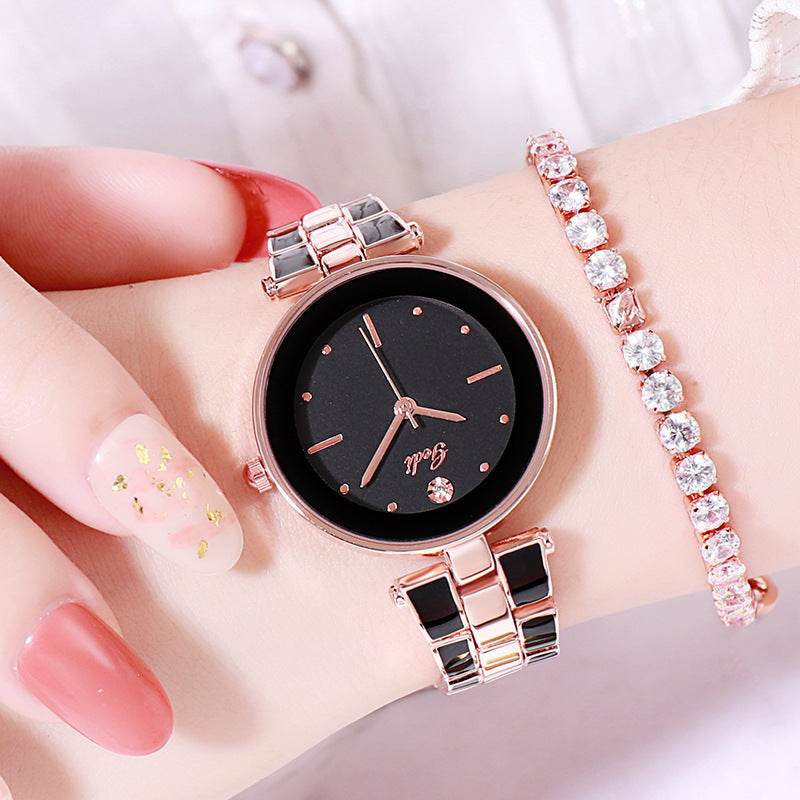 Trendy Korean Style Ladies Watch - White Quartz with Stainless Steel Strap - Buy Center