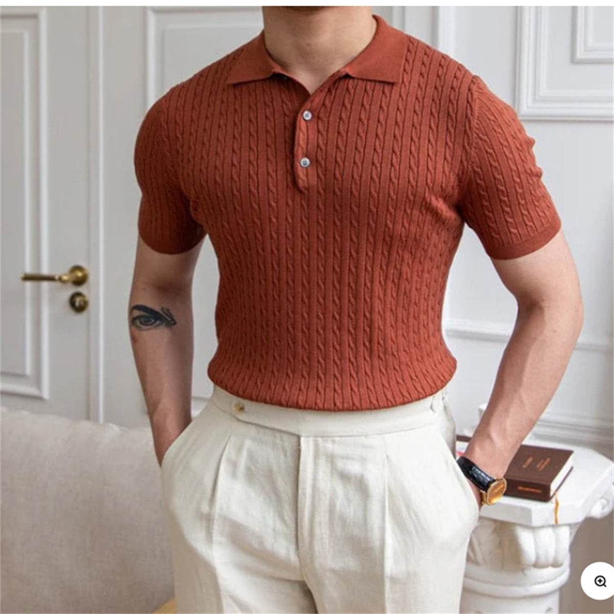 Buycenter Men's Four-Way Stretch Polo Shirt - Casual Short Sleeve Fit - Buy Center