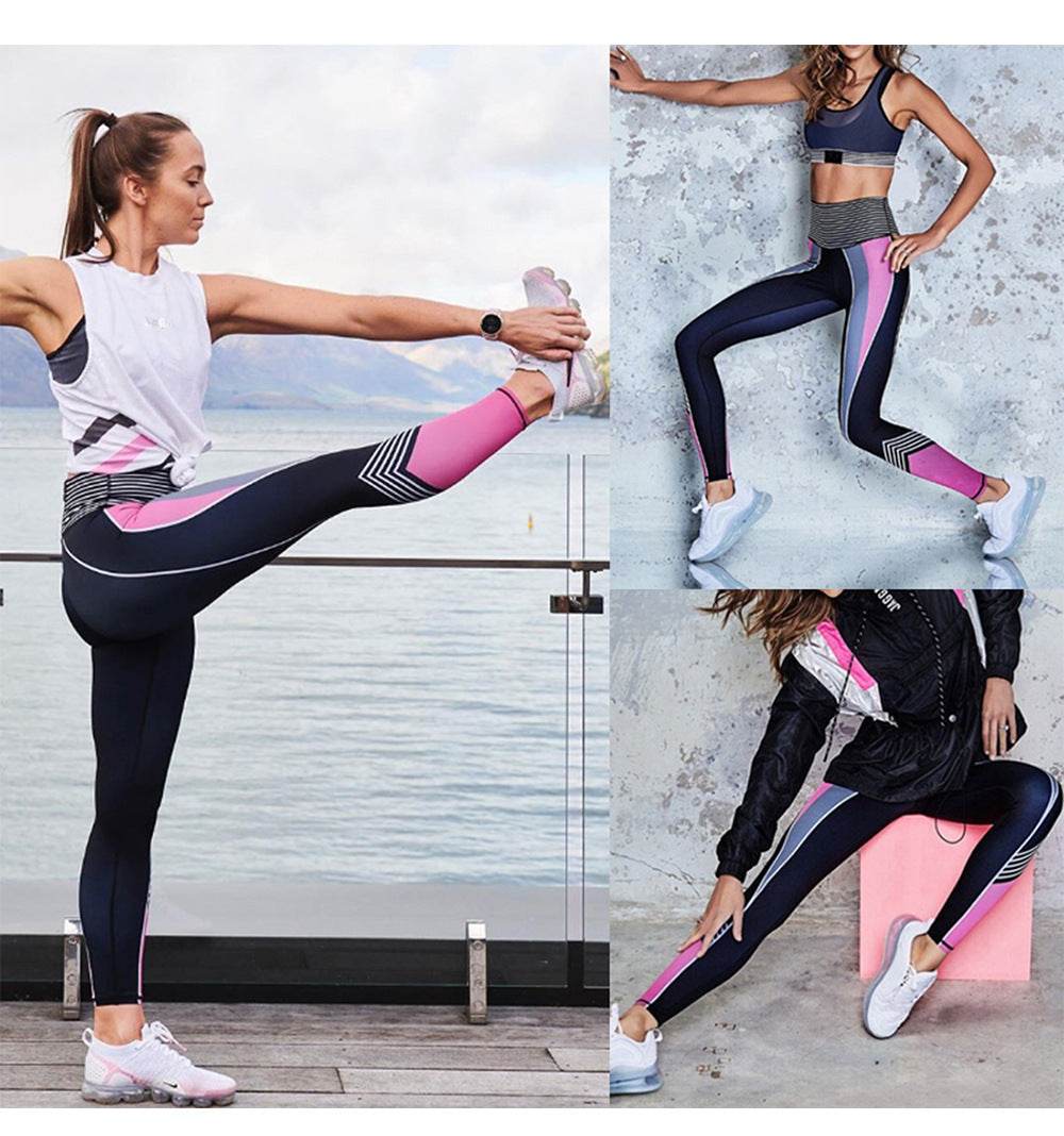 Buycenter Colorblock Fitness Leggings - 3D Printed Polyester Pants - Buy Center
