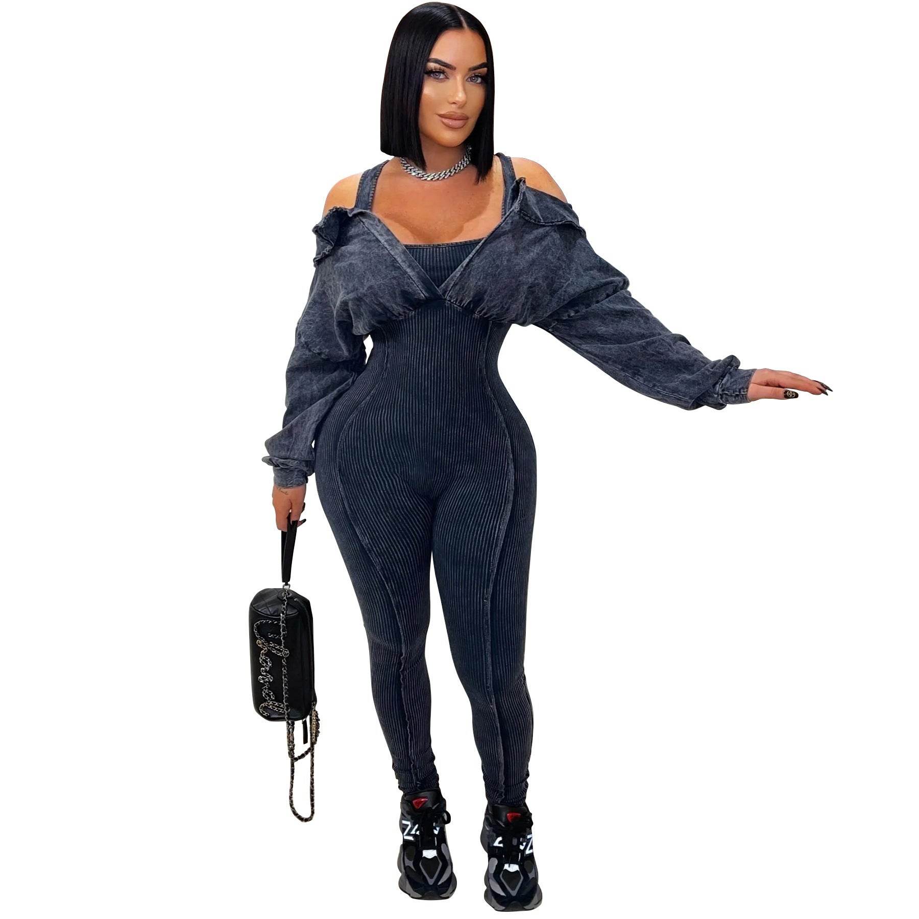 European American Fashion Women's Jumpsuit - Long Sleeve, High Waist Style - Buy Center