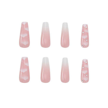 Women's Long Ballerina Nail Stickers - Elegant Z115 Pink Cloud Design - Buy Center