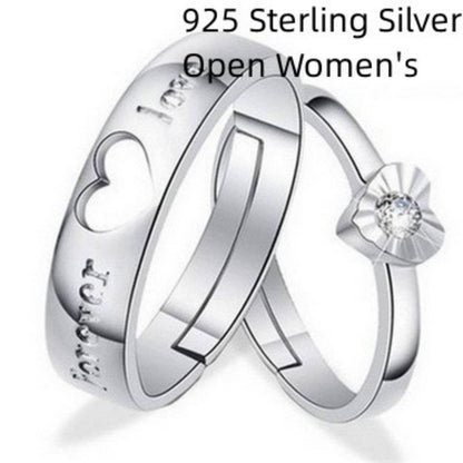 S925 Silver Couple Ring - Heart Shape Design for Him & Her Love - Buy Center