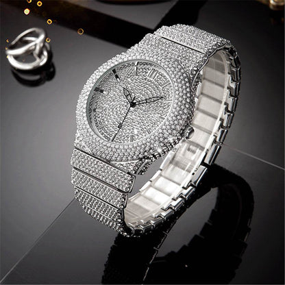 Affordable Luxury Men's Quartz Watch - Diamond Embedded in Gold, Silver, Black - Buy Center