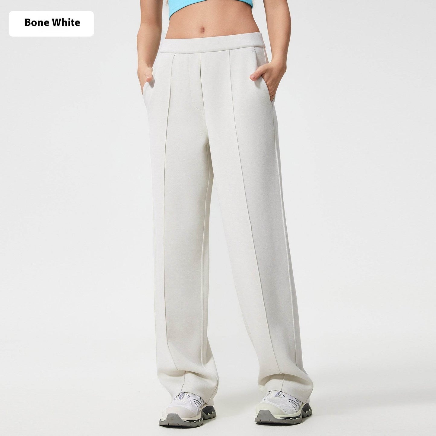 Buycenter Loose Drooping Slimming Straight Pants - Mid Waist, Soft Cotton Blend - Buy Center