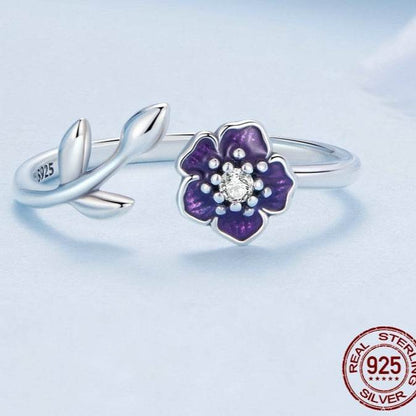 Buycenter S925 Sterling Silver Flower Ring - Adjustable & Simple Design - Buy Center