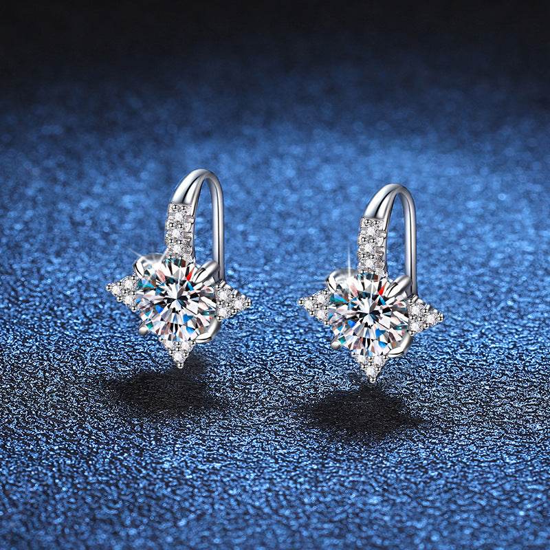 Female Octagonal Star Earrings - 925 Silver Bow Design, Chic Gemstone Options - Buy Center