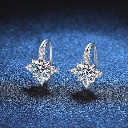 Female Octagonal Star Earrings - 925 Silver Bow Design, Chic Gemstone Options - Buy Center