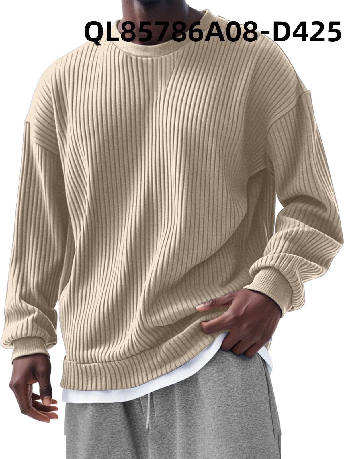 Buycenter Men's Trendy Long Sleeve Round Neck Top - Slim Fit Cardigan - Buy Center