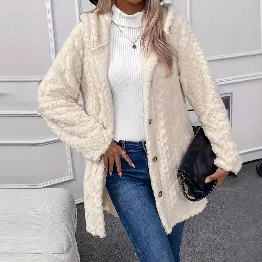 Buycenter Hooded Cardigan Jacket - Long Sleeve, Button Style, Winter Coat - Buy Center