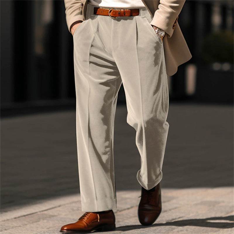 Men's Formal Velvet Trousers - Stylish Straight Fit, Multiple Colors - Buy Center
