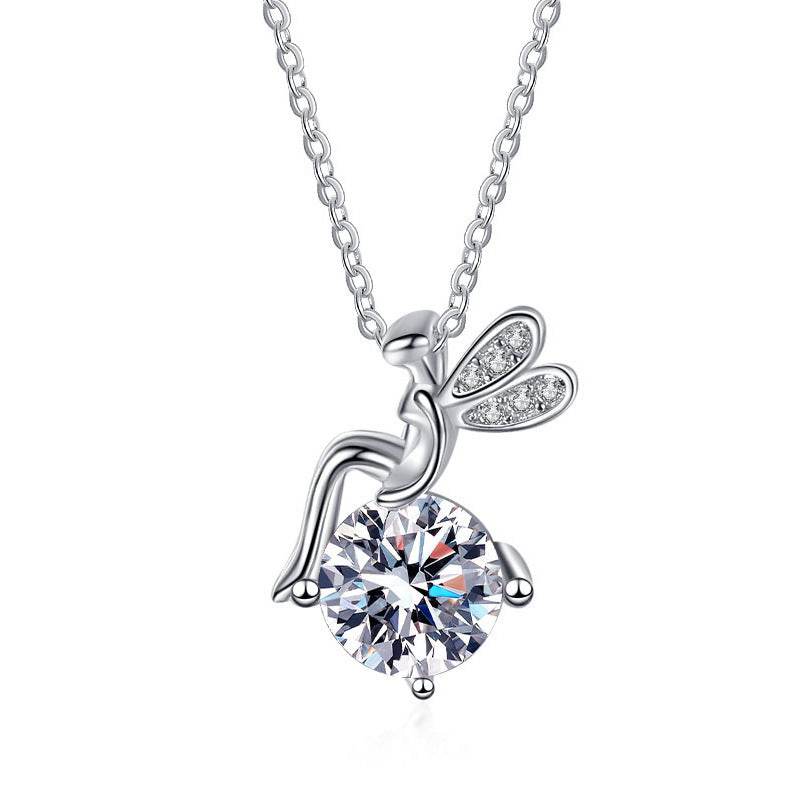 FARCENT Moissanite Necklace - 925 Sterling Silver Cartoon Style Charm - Buy Center