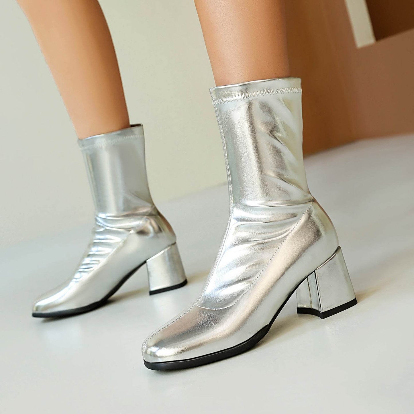 Elegant Plus Size Ankle Boots - Low Heel, Versatile Zipper for Style - Buy Center