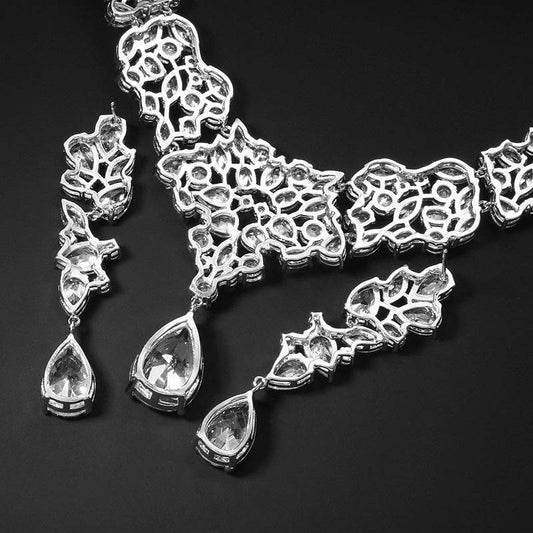 Buycenter Bridal Zircon Necklace & Earrings Set - Love Heart Design - Buy Center