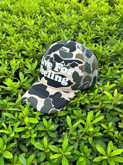 Live For Feeling Camouflage Curved Brim Hat - Adjustable Hip Hop Cap - Buy Center