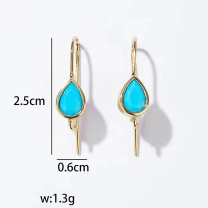 Minimalist Water Drop Zircon Hook Earrings - Elegant Copper Design - Buy Center
