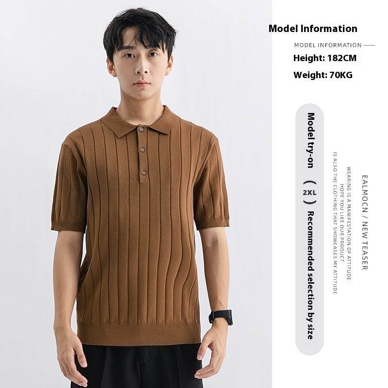 Men's Summer Casual Sweater - Breathable Short Sleeve in Solid Colors - Buy Center
