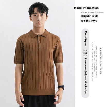 Men's Summer Casual Sweater - Breathable Short Sleeve in Solid Colors - Buy Center