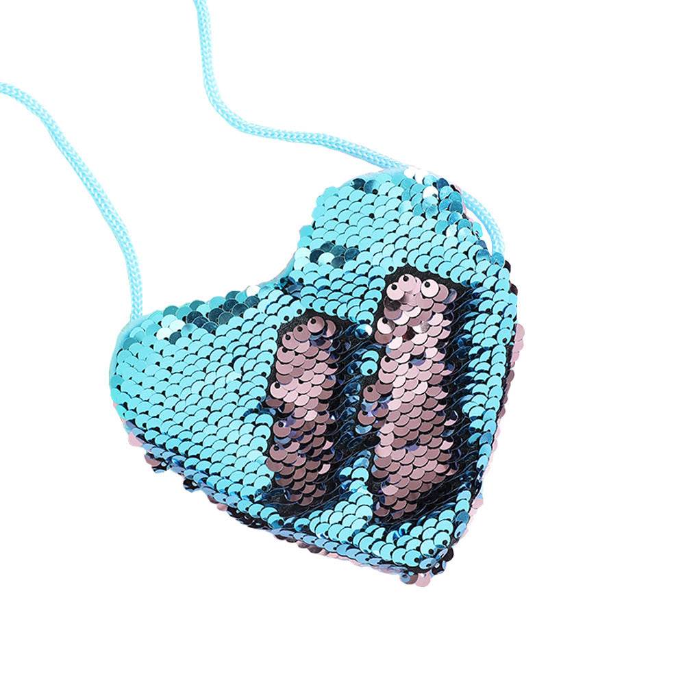 Heart-Shaped Sequined Purse Lanyard - Stylish Girls' Accessory for Gifts - Buy Center