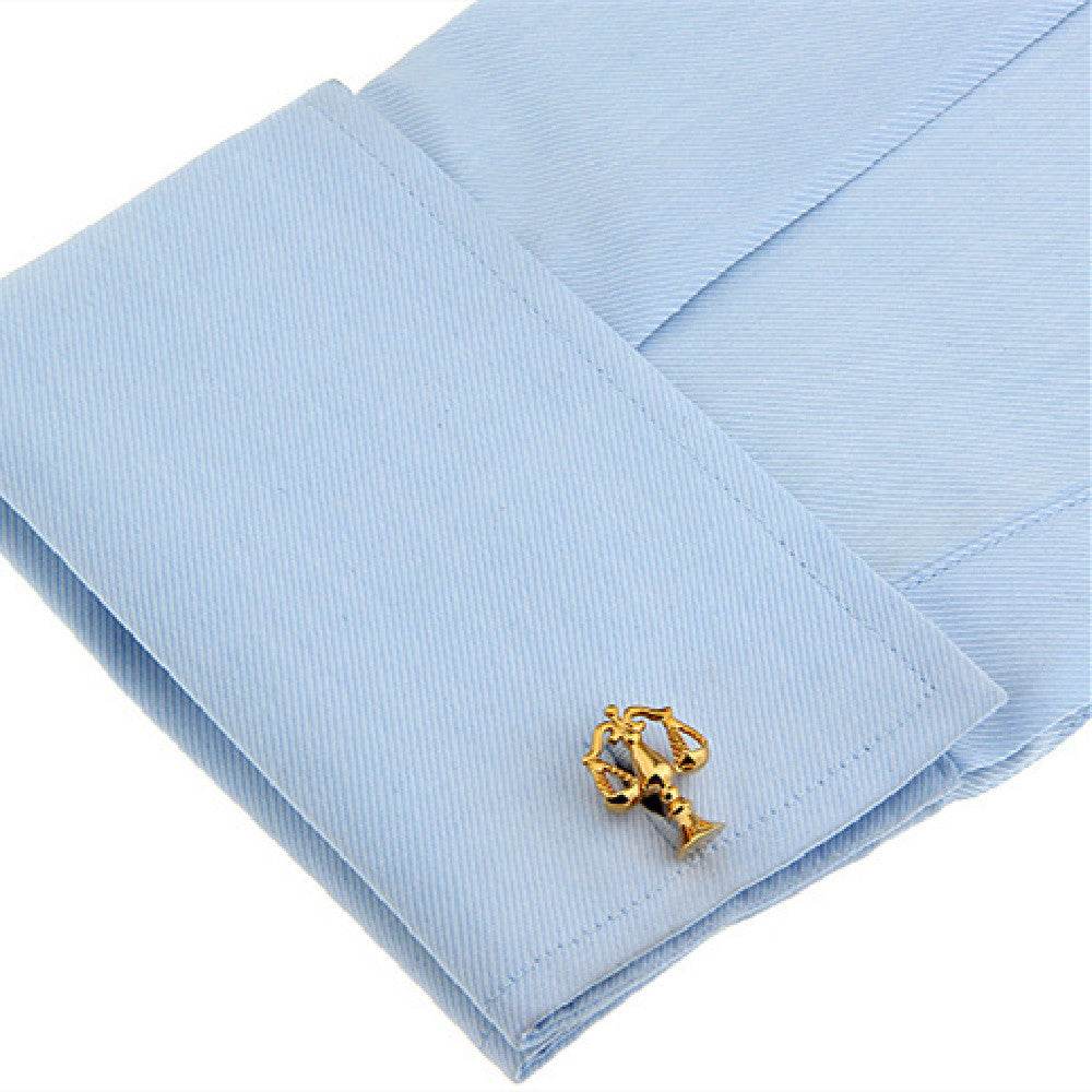 Earthy Gold Scale Balance Cufflinks - Elegant Copper Design for Men - Buy Center