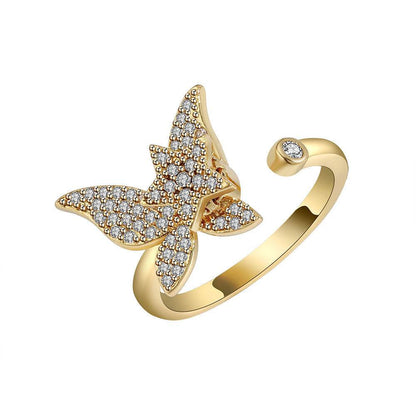 Buy Center Golden Butterfly Spinning Ring - Adjustable 925 Silver Jewelry - Buy Center