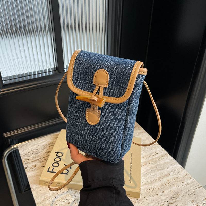 Buycenter Women's Vertical Denim Phone Bag - Stylish Shoulder Messenger Bag - Buy Center