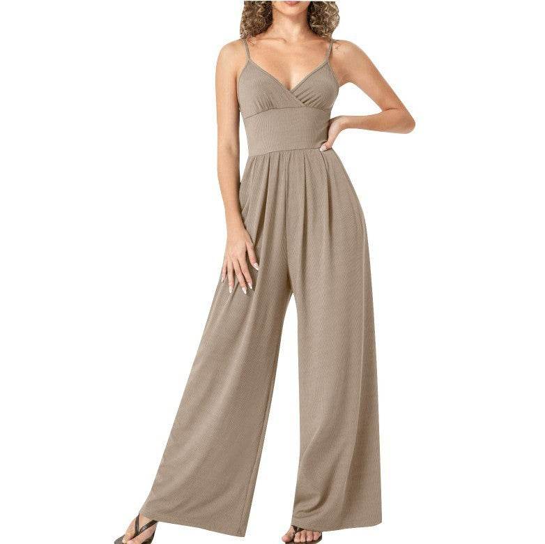Casual Solid Color Straight Strap Jumpsuit - Stylish Japanese Romper 2025 - Buy Center
