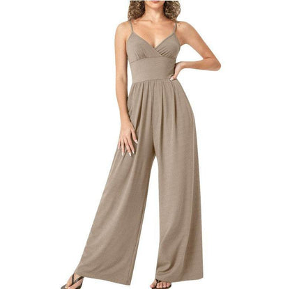Casual Solid Color Straight Strap Jumpsuit - Stylish Japanese Romper 2025 - Buy Center