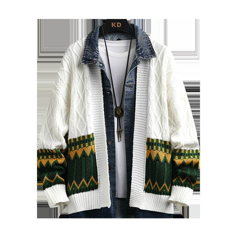 Men's Polo Collar Cardigan Sweater - Thick Rabbit Fur, Stylish Warmth - Buy Center