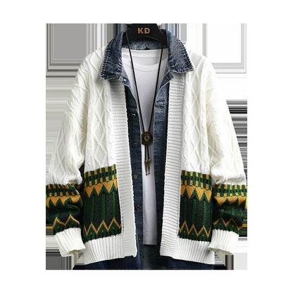 Men's Polo Collar Cardigan Sweater - Thick Rabbit Fur, Stylish Warmth - Buy Center