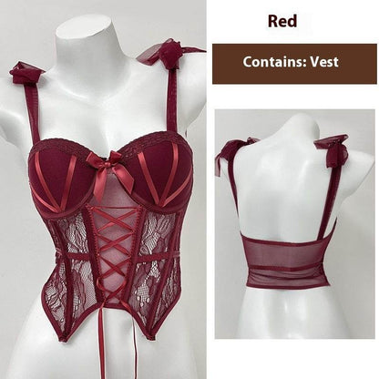 Women's Fishbone Camisole - Wine Red Halter Top with Detachable Straps - Buy Center