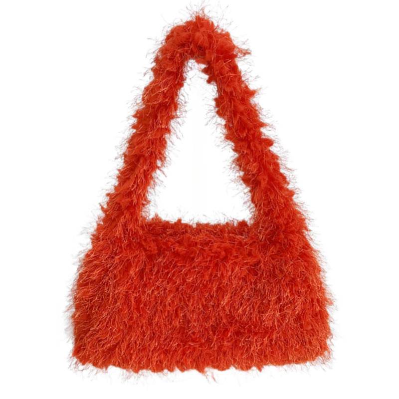 Versatile Candy Colored Handheld Tassel Bag - Fresh Plush Clutch - Buy Center