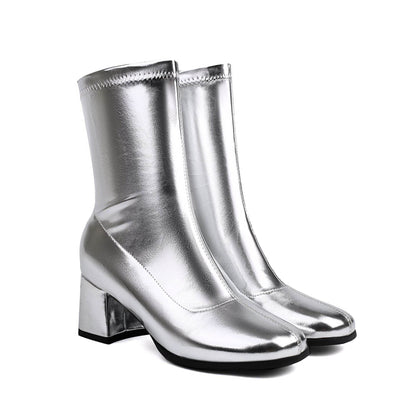 Elegant Plus Size Ankle Boots - Low Heel, Versatile Zipper for Style - Buy Center